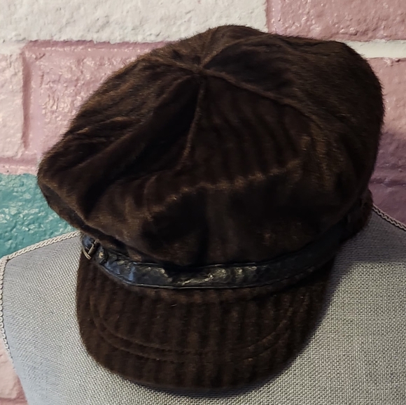 Chic Brown Faux Fur Bucket Hat with Black Band - Picture 3 of 11